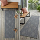 8' Runner Gray and Blue Geometric Stain Resistant Indoor Outdoor Runner Rug