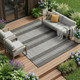 6' X 9' Blue and Gray Striped Stain Resistant Indoor Outdoor Area Rug