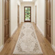 10' Cream And Brown Medallion Runner Rug