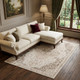 9' X 12' Cream And Brown Medallion Area Rug