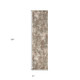 10' Ivory Brown And Green Abstract Runner Rug