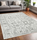 5' X 8' Ivory And Gray Floral Area Rug