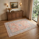4' X 6' Coral And Blue Oriental Area Rug