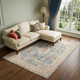 8' X 10' Coral And Blue Floral Area Rug