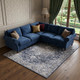 9' X 12' Blue and Ivory Floral Power Loom Distressed Washable Area Rug