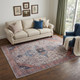 5' X 7' Red and Ivory Oriental Power Loom Distressed Washable Non Skid Area Rug