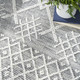 8' X 11' Gray and Ivory Geometric Hand Woven Area Rug With Fringe