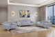 Three Piece Indoor Blue Five Person Seating Set