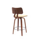 26" Cream And Wood Brown Faux Leather Swivel Low Back Counter Height Bar Chair