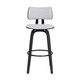 26" Light Gray And Black Fabric Swivel Low Back Counter Height Bar Chair