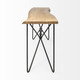 66" Natural and Black Solid Wood and Iron Distressed Abstract Console Table