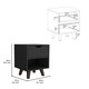 19" Black Wood One Drawer Nightstand