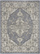 8' X 10' Blue and Ivory Medallion Power Loom Distressed Area Rug