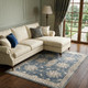 8' X 10' Beige and Blue Floral Medallion Power Loom Area Rug