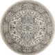 10' Gray and Ivory Round Medallion Power Loom Distressed Area Rug