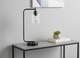 20" Black Metal Round Arched USB Table Lamp With Clear Drum Shade