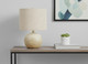 20" Beige Concrete Round Table Lamp With Beige Drum Shade