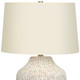 26" Cream Ceramic Round Table Lamp With Cream Empire Shade