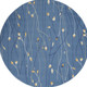 5' Blue and Beige Round Floral Vines Power Loom Area Rug