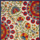 8' X 11' Navy Blue Beige Green Blue And Red Floral Indoor Outdoor Area Rug