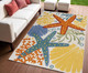 4' X 6' Blue Yellow And Orange Starfish Indoor Outdoor Area Rug