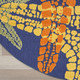 5' Blue Yellow And Orange Round Starfish Indoor Outdoor Area Rug