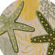 5' Green Yellow Ivory And Dark Green Round Starfish Indoor Outdoor Area Rug