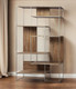 75" Brown And Silver Metal and Wood Six Tier Bookcase