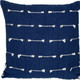 18" Dark Blue Striped Cotton Throw Pillow With Texture
