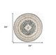 8' Ivory Green And Orange Oriental Non Skid Round Rug