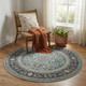 4' Sky Blue Floral Distressed Round Rug