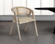 Beige And Gray Upholstered Linen Curved Back Dining Arm Chair