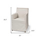 Cream and Brown Slipcovered Upholstered Fabric Dining Arm Chair