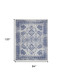 7' X 10' Ivory And Blue Geometric Distressed Area Rug