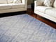 7' X 10' Ivory and Blue Geometric Distressed Non Skid Area Rug