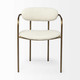 Set of Two Cream and Gold Fabric Open Back Dining Arm Chairs