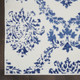8' Ivory And Blue Damask Distressed Runner Rug