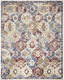 9' X 12' Blue Red and Orange Floral Distressed Non Skid Area Rug