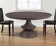 60" Gray Rounded Solid Wood Pedestal Base Dining Table