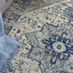 5' X 7' Ivory And Light Blue Floral Medallion Distressed Area Rug
