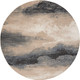 8' Gray Black and Beige Abstract Non Skid Round Rug