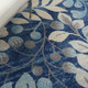 6' X 9' Navy Blue and Beige Botanical Leaves Area Rug