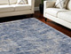 7' X 9' Light Blue Navy Blue and Beige Abstract Shag Area Rug