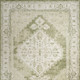 9' X 12' Sage And Ivory Floral Distressed Area Rug