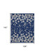 9' X 12' Navy Blue and Ivory Floral Area Rug