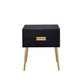 24" Black And Gold Wood And Iron End Table With Two Drawers