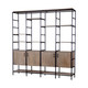 90" Brown Metal and Wood Bookcase