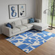 9' X 13' Blue And White Geometric Washable Area Rug