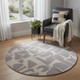 5' Gray Geometric Washable Round Rug