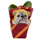 4" Brown Red And Green Resin Dog Christmas Santa Figurine